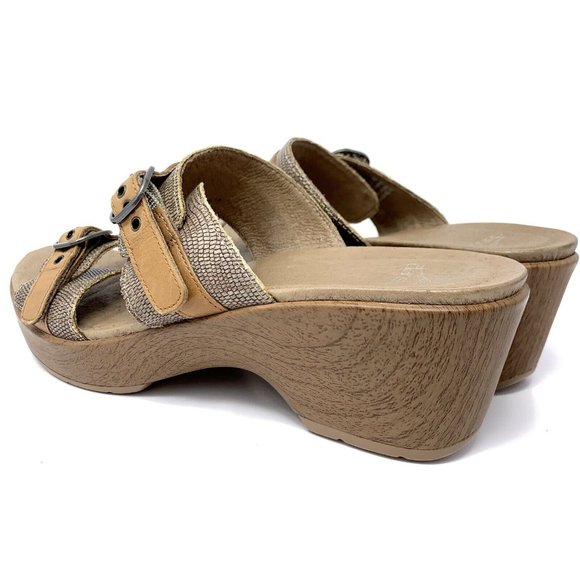 Dansko Jessie Brown Lizard Leather Buckle Sandals - Picture 9 of 12